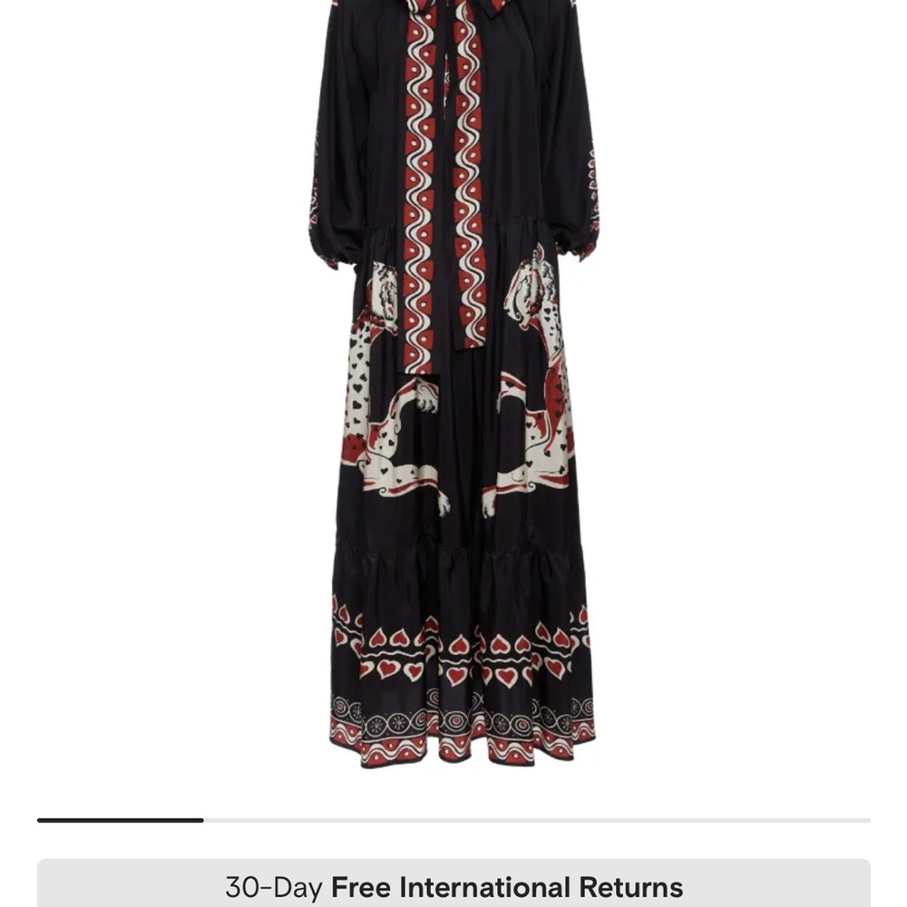 LA DoubleJ Black and Pink Resort Gown with Bishop Sleeves - goop